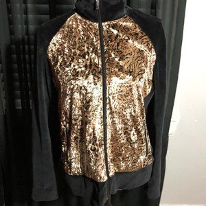 Mirror Image Size L Black/Gold Animal Print Jacket